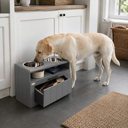 Raised dog bowl slow feeder - dog,