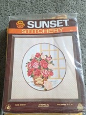 Sunset crewel embroidery - sunset,