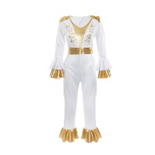 1970'S DANCING DISCO QUEEN COSTUME FANCY DRESS JUMPSUIT SET DANCING WOMENS 70's
