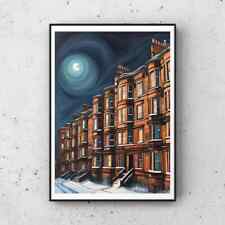 Glasgow tenement print, Glasgow in the snow, Glasgow wall art, Glasgow poster