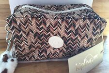 Kipling Gleam Pouch Chevron Beige  Nayeli Monkey NEW