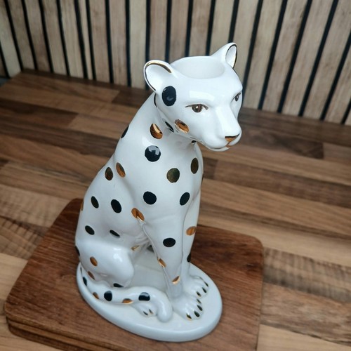 White ceramic leopard - leopard, figurine