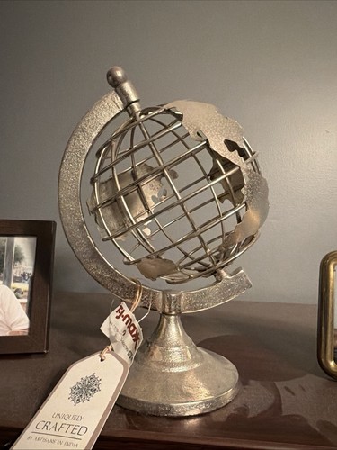 Silver metal armillary - silver, globe