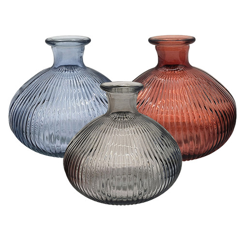 Ribbed glass vases - ribbed, 13cm