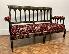 Stunning French Antique Window Bench Sofa Gold Chinoiserie Butterflies Flowers