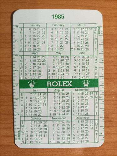 Rolex calendar 1985 1986 - rolex, green