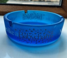 Babycham Blue Glass  Advertising Ashtray Breweriana Vintage 1980s