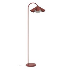 Red Pleated Floor Lamp Arched Metal Modern Light Yuno Style Open Box