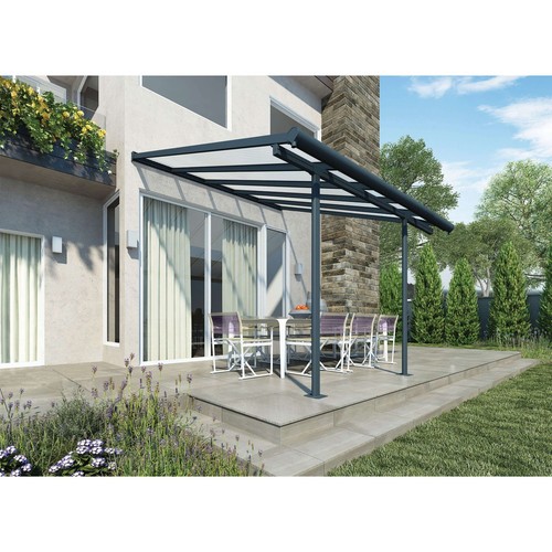 Grey polycarbonate patio cover - patio,