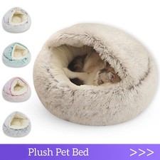 Pet Cat Bed Warm Winter Plush Mattress Dog Sleeping Nest Cave House Soft Cushion