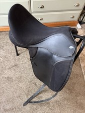 Adjustable Thorowgood  Dressage Saddle, Black, 17.5” Red Gullet Fitted.