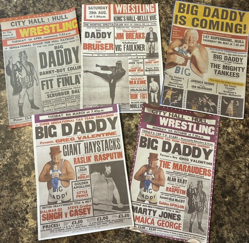 Five wrestling posters - five.,