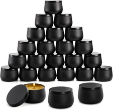 24 Pack Black Candle Tins with
