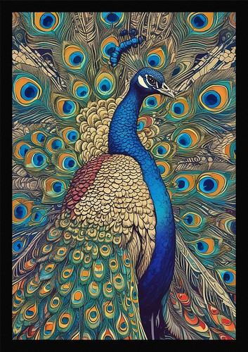 Peacock wall art refined - peacock,