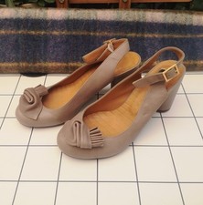 Chie Mihara Sling Back Nude/Beige Flower Tow Detail High Healed Shoes S37 uk4
