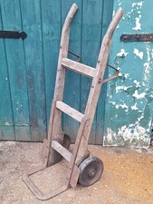 Vintage Wooden Porters Sack Barrow Trolley CAYLESS BROS BATTERSEA FREE UK P&P 