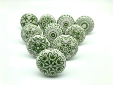 GREEN MOSAIC KNOBS Vintage Shabby Chic Knobs Wardrobe Drawers Handle Pull B67