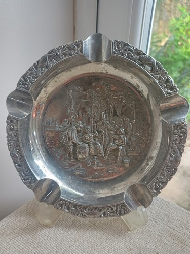 Silver plated ashtray - silver,