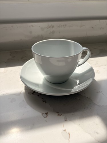 White cup saucer set - cup,