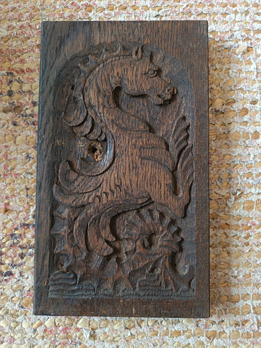 Antique carved oak mythical - antique,