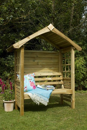 Wooden 6x2 garden arbour - wooden, bench