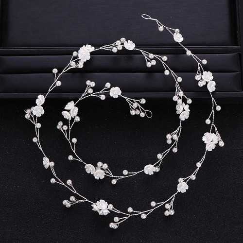 Pearl flower hair vine - pearl,