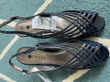 Pavers Patent Navy High Heel Strappy Slingback Sandals UK 7 Elegant Evening Wear