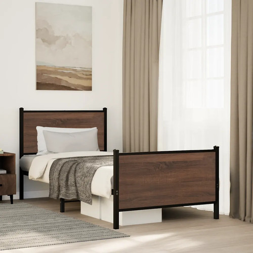 Walplus brown oak metal - walplus, bed