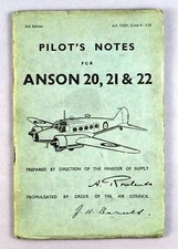 AVRO ANSON 20, 21 & 22 PILOTS NOTES VINTAGE ORIGINAL 1952 RAF