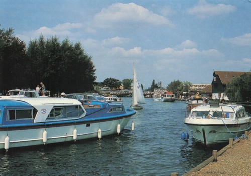 Postcard boats the river at - boats,