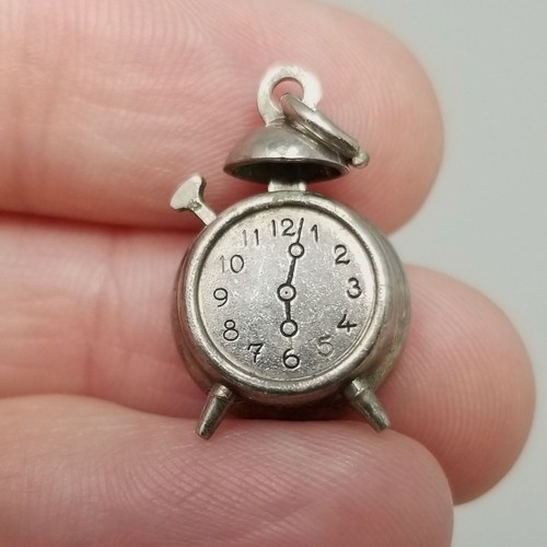 Vintage silver alarm clock - vintage,