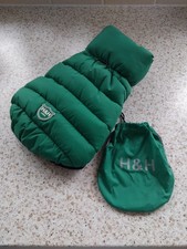 H & H Reversible Puffa Dog Coat In GC green/grey Sise XS