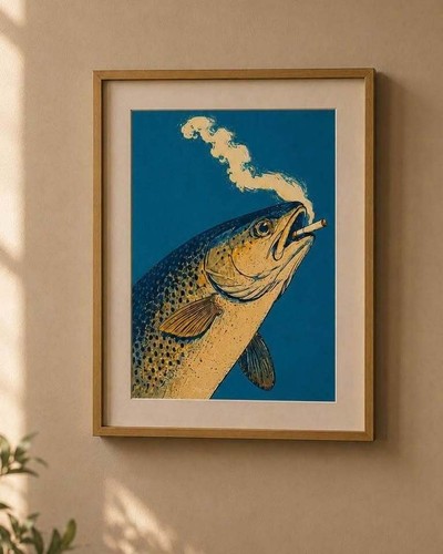 Framed smoked salmon - framed, "smoked