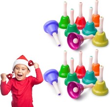 8x Rainbow Music Bells Set - Handbells Jingle Toy Gift for Kids UK