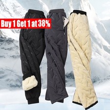 Men Winter Fleece Lined Thick Thermal Trousers Athletic Joggers Loose Warm Pants