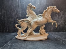Pre-1945 Karl Ens Porcelain Rearing Horse Sculpture with Blue Windmill Mark