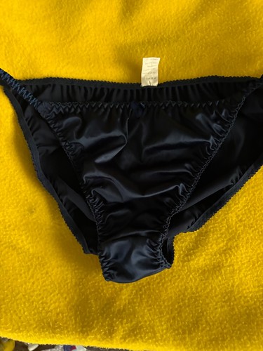 Blue satin string panties - blue, size