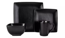 16 Pc Square Black  Dinner Set