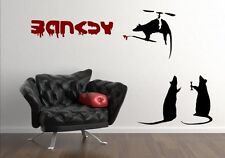 Banksy - Helicopter Rats with tag - Colourful Wall Stickers Decal High Quality