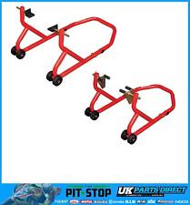 BikeTek Series 3 Front And Rear Paddock Stand Set Stands Combo Pair - Red