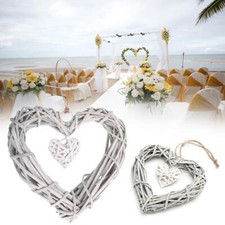 Wicker Heart Wreath Shabby Wall Hanging Wedding Birthday New G6 Party D3P7