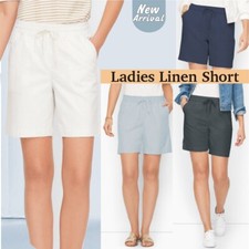 Ladies Drawstring Linen Shorts