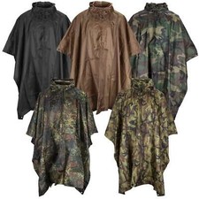 Waterproof Hooded Poncho Ripstop Military Army Camping Hiking Festival Rain Cape