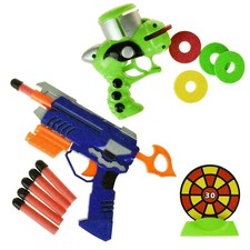NEW SHOOTER GUN KIDS AIR BLASTER GAME SOFT FOAM BULLETS DISC TARGET SCORING DART