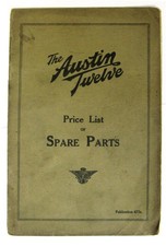AUSTIN Twelve 12 Car Owners Spare Parts List c1928 #477e
