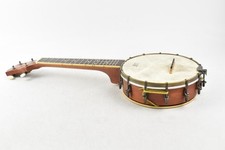 Countryman Dub Banjo Ukulele 4 Strings Wooden Closed Flat Back Banjolele & Bag