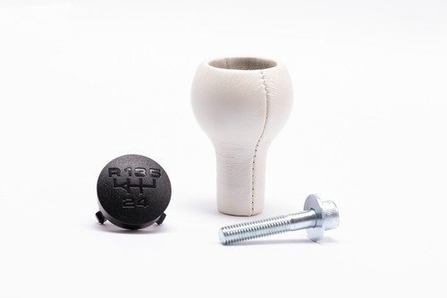 Pearl white leather gear knob - leather,