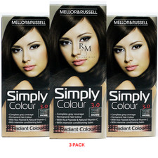 3x Mellor & Russell Simply Colour Dark Brown 3.0 Permanent Hair Dye Long-Lasting