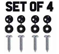 Number Plate Car Fixing Fitting Kit Screws Hinge Caps (Set Of 4 Black)