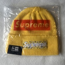 Supreme - New Era Beanie FW19 bandana box logo Yellow